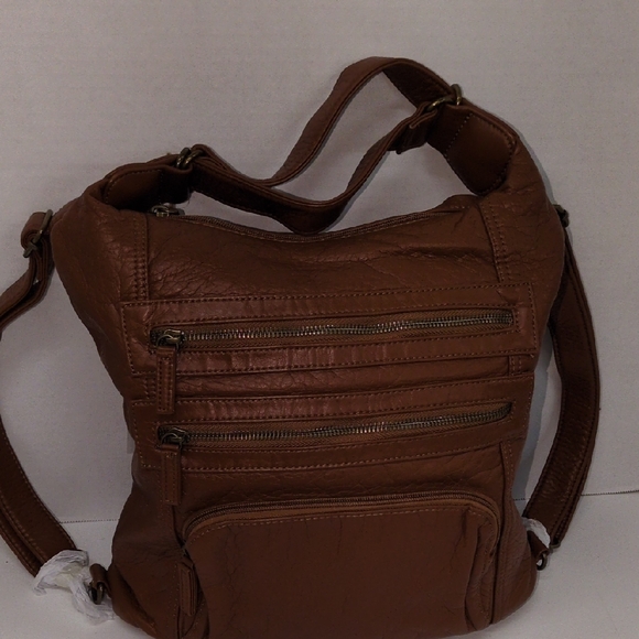 Ampere Creations Handbags - Ampere Creations Vegan Leather Backpack in Tan